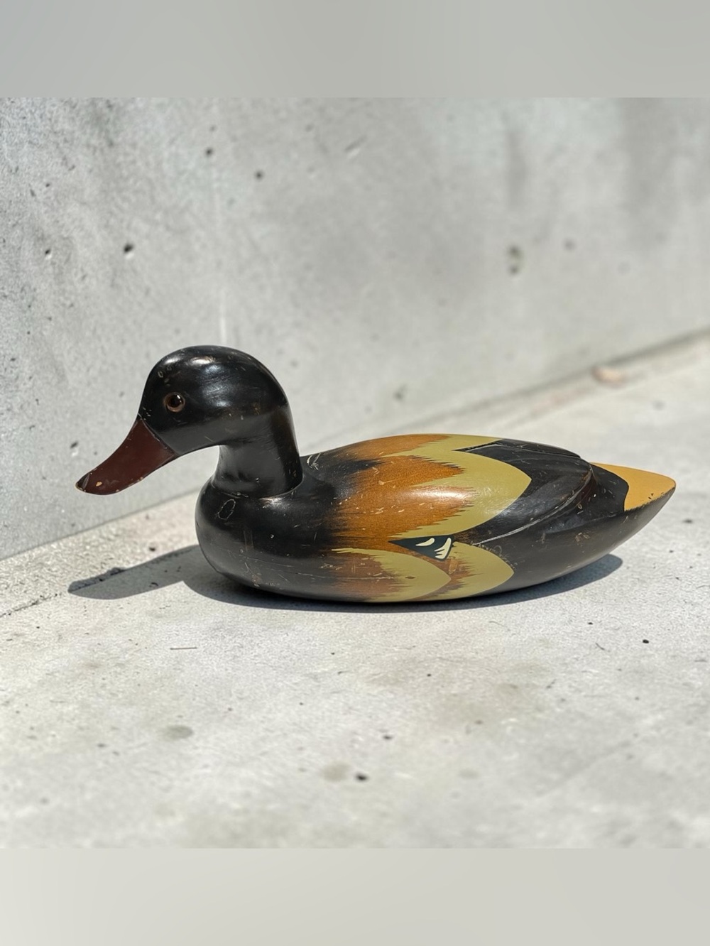 Vintage hand painted hand carved wooden duck
